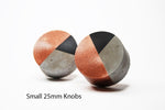 Quarter Painted Small 25mm Cabinet Knob from Concrete. Two colour design.