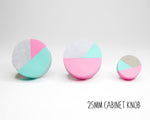 Quarter Painted Small 25mm Cabinet Knob from Concrete. Two colour design.
