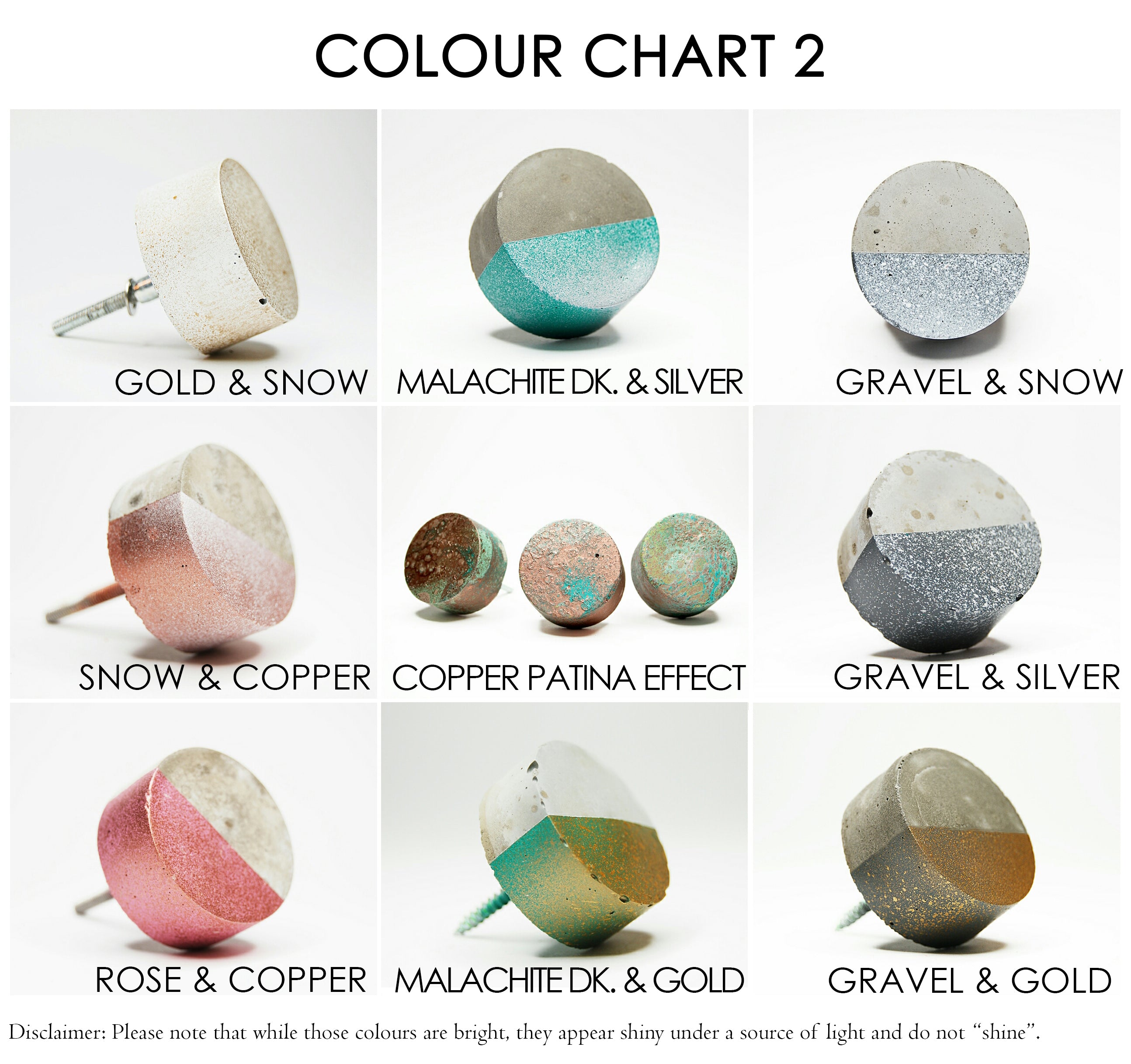 Concrete Round Cabinet Knob in Standard 40mm with painted Front or Sides in variety of colours