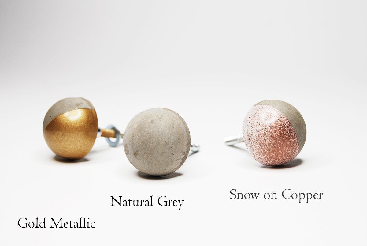 Concrete Cabinet Knob - Semi-Sphere / Hemisphere. Natural Grey or a variety of colours
